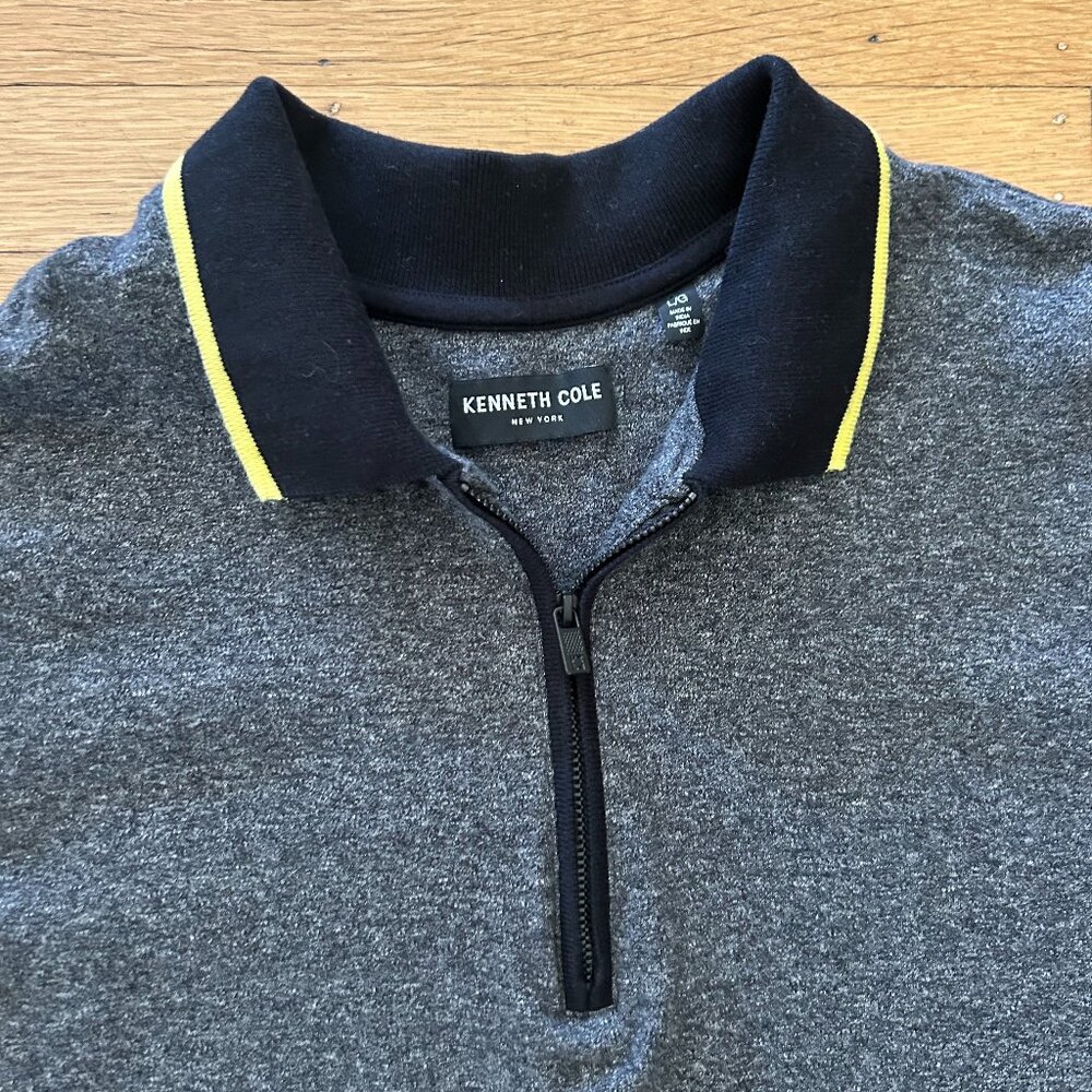 KENNETH COLE Men's Polo Shirt 1/4 Zip Short Sleeve, Size L